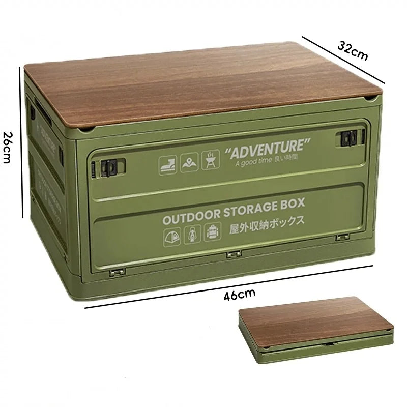 Organizing Storage Moving Foldable Plastic Storage Box Wood Lid Foldable Stackable Storage Box Organizer