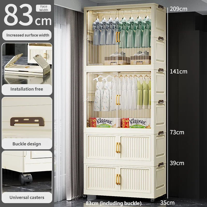 55-85CM Multifunctional Wardrobe Thickened And Movable Cabinet Suitable For Organizing In Children'S And Babies' Bedrooms