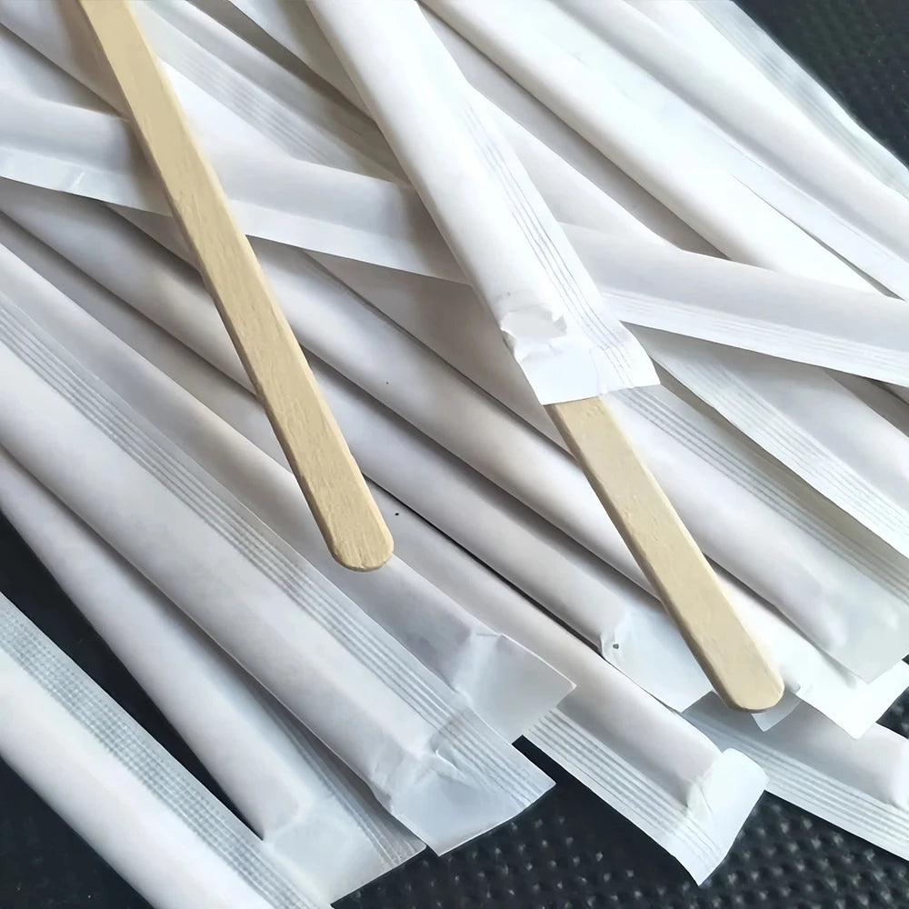 Custom Eco-Friendly Wooden Tea Stick Disposable Beverage Mixer for Cafes with Minimalist Design Stocked Custom Logo
