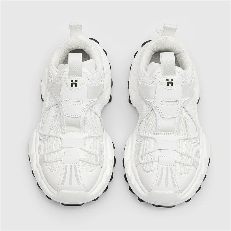 Men Women Modern Chunky Sole Sneakers Adjustable Strap Shock Absorption Technology Supportive Ankle Collar for Gym Daily Wear