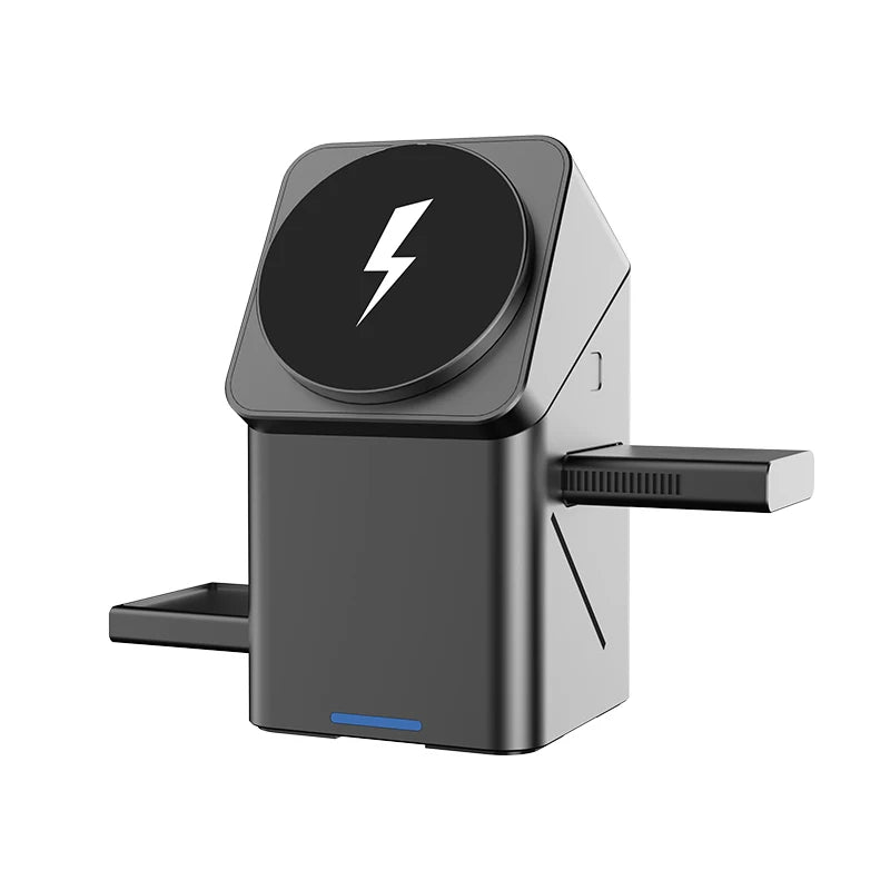 Factory  Desktop Portable QI2 Magnet Wireless Fast Charging Cube Stand 15W Magnetic Foldable 3 in 1 Wireless Charger
