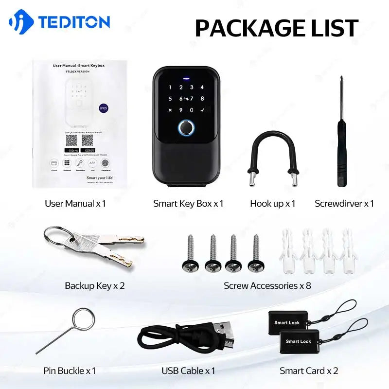 Tediton Cerraduras Inteligentes Security Safe Waterproof Fingerprint IC Card Password Lock Home Outdoor Wall Smart Key Box