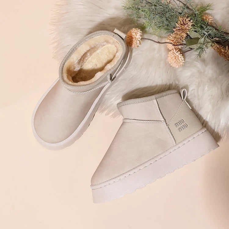 2026 New Product Designer Waterproof Warm Anti slip Winter Comfortable Fur Lining Women Casual Outdoor Shoes Snow Boots