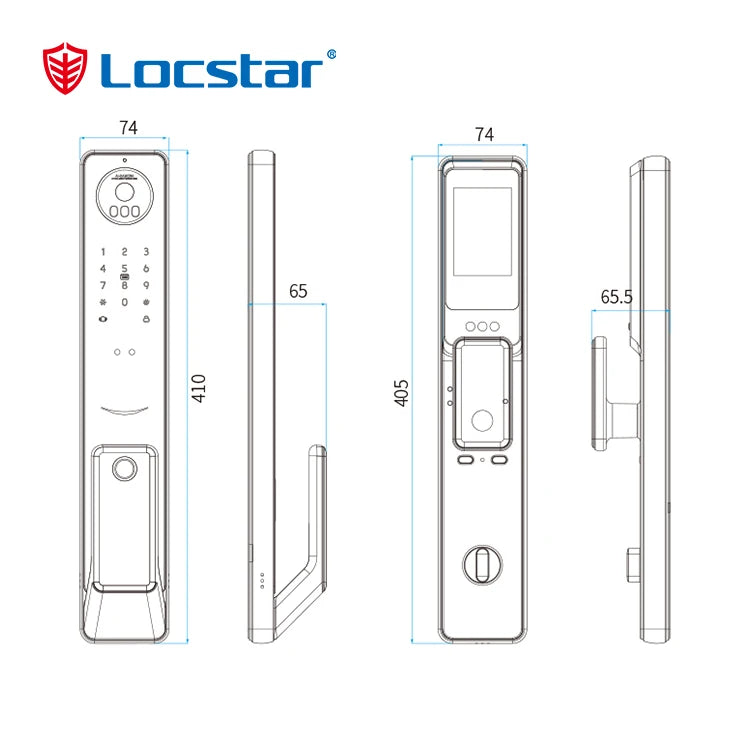 Locstar 3D Face Palm Vein Recognition Smart Fingerprint Digital Biometric Safe Tuya Wifi Door Lock With Camer and Doorbell