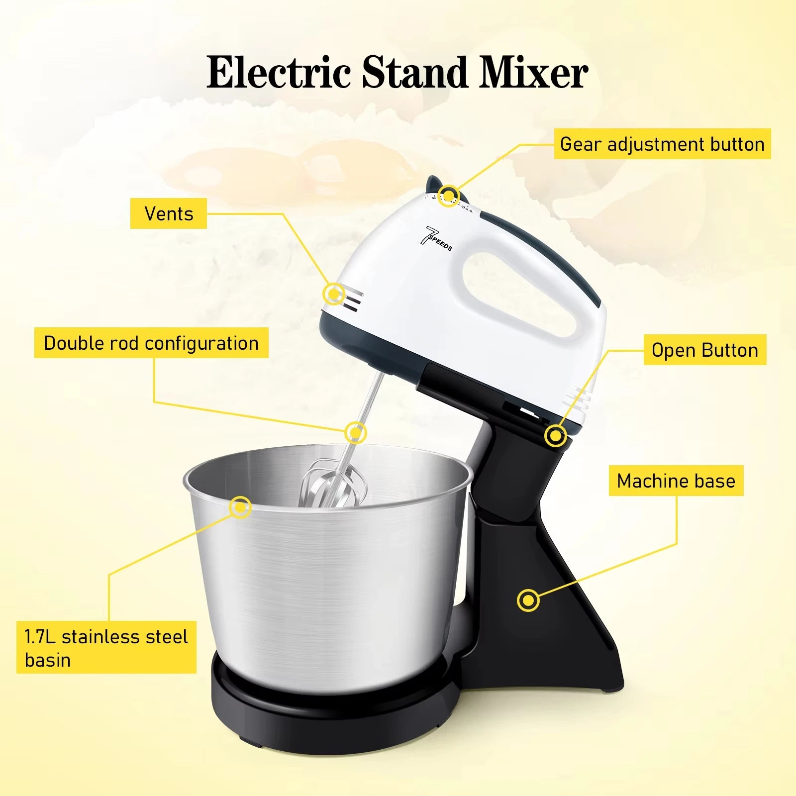 Hot Selling Powerful Electric Stand Mixer and Blender for Dough Wholesale Household Kitchen Appliances Factory Price