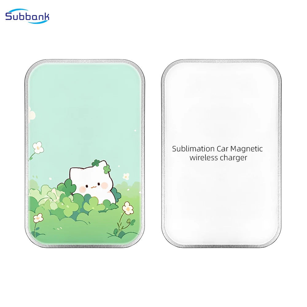 Subbank Wireless Chargers Sublimation Safe Portable Car Mounted Wireless Magnetic Charger  Customizable Logo