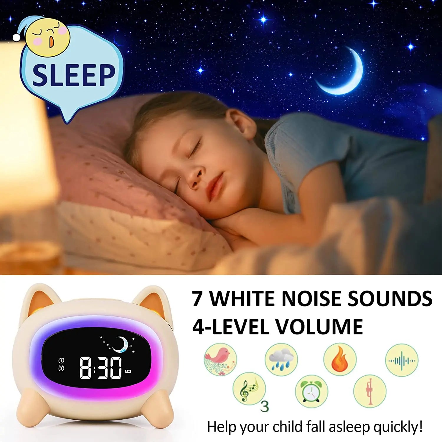 Rechargeable Smart Alarms Lcd Child Clock LED Night Wake-up Lights Usb and Lamps Rabbit Wholesales Table Clocks for Children