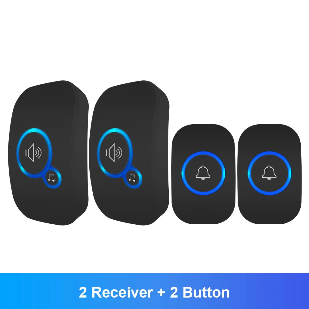Fuers Wireless Smart Doorbell Home Security Alarm Welcome Doorbell LED Light 32 Songs with Waterproof Button easy Installation