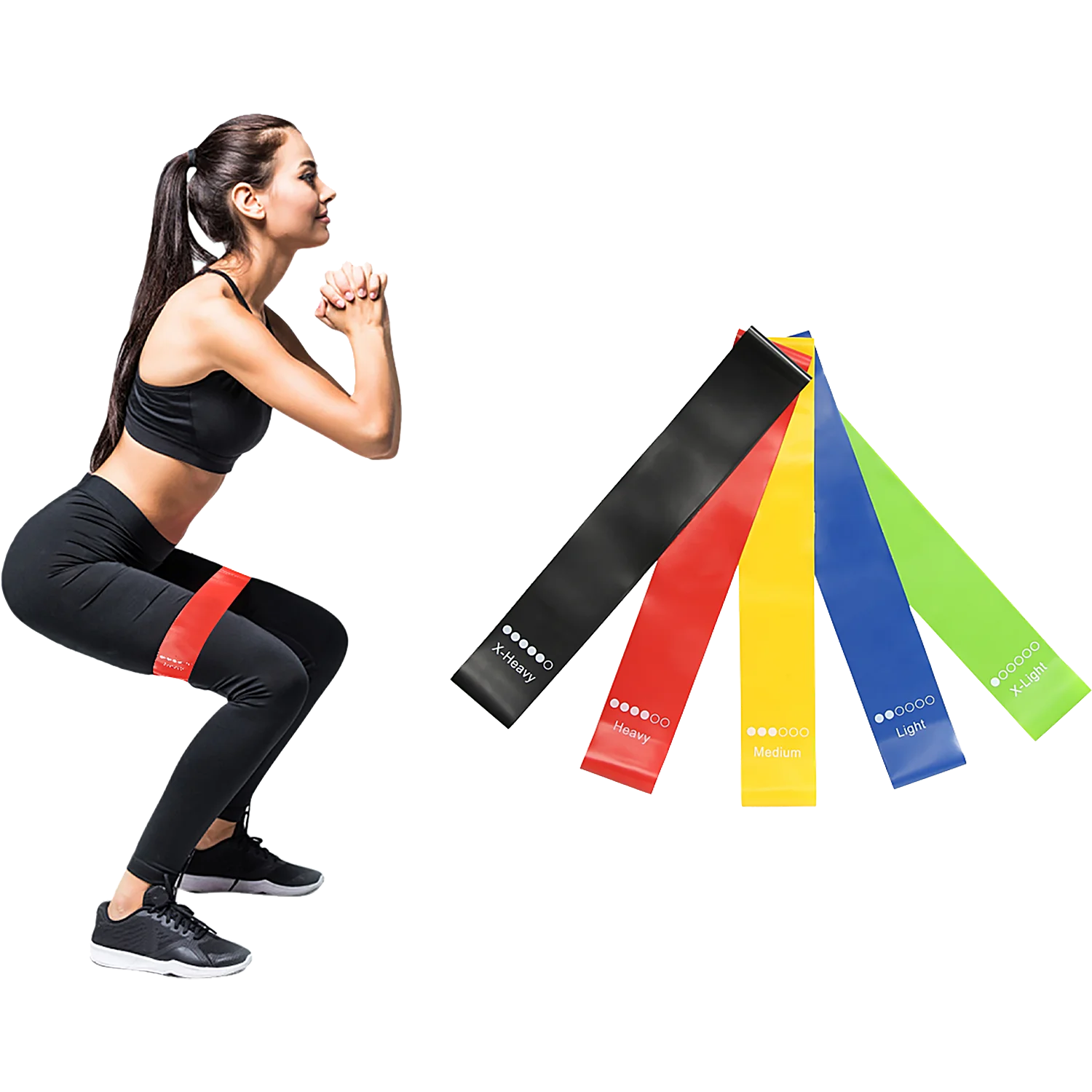 TOPKO in Stock 5 Pieces Different Level Natural Latex Resistance Loop Band Elastic Fitness Resistance Loop Fitness Bands Set