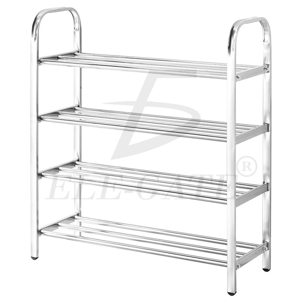 Elegate 4-Tier Stainless Steel Shoe Rack - Modern Minimalist Freestanding Storage Organizer for Living Room Home Furniture HOG.1