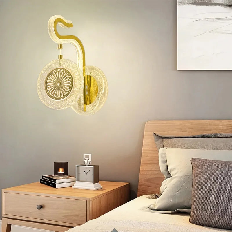 Minimally Modern Nordic Crystal Wall Lamp LED Background Wall Light Bedroom Living Room Creative Atmosphere Personality Hotels