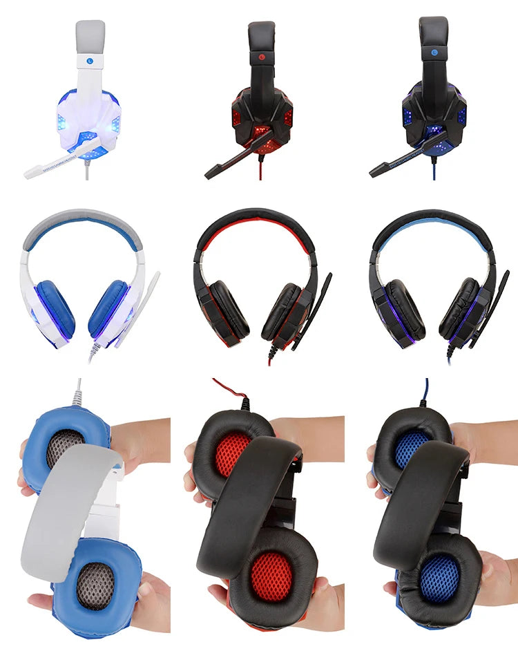 Gaming Headset with Mic and LED Light for PC Laptop Computer Cellphone PS4 Xbox 3.5mm Wired Stereo PC Gaming Headset Gifts