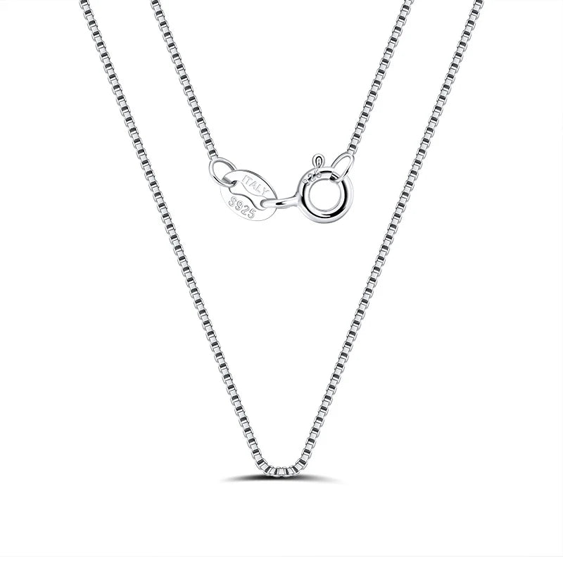 RINNTIN SC07 USA Local Stock Fine Jewelry 925 Sterling Silver Chain 0.6mm Rhodium Plated Box Chain for Necklace