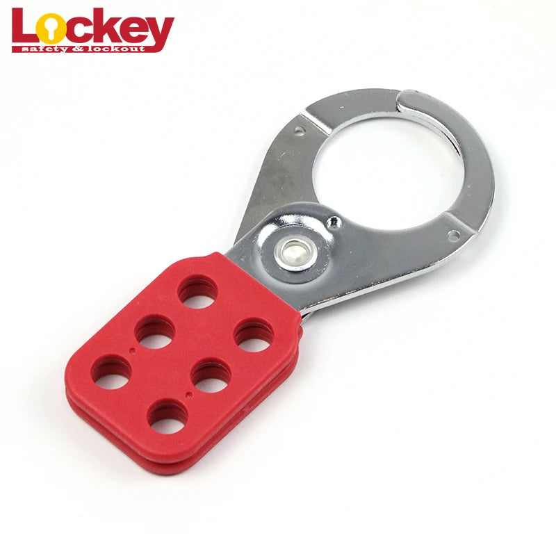 1" 1.5" 6 Hole Red Vinyl Coated Safety Lockout Padlock Hasp for Lock