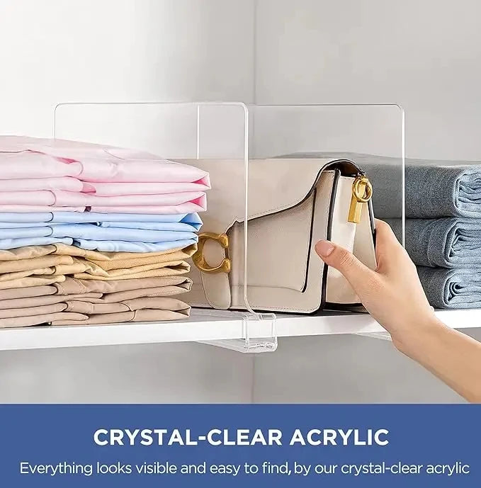 6 Pack Closet Organizers and Storage Clear Shelf Dividers Vertical Purse Organizer for Closet Perfect for Sweater Shirts