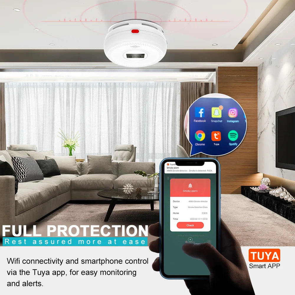 ANKA AJ-962SCW Home Safety Wi-Fi Smart Smoke Carbon Monoxide Alarm Dual Protection CE European Approval Electrochemical Sensor