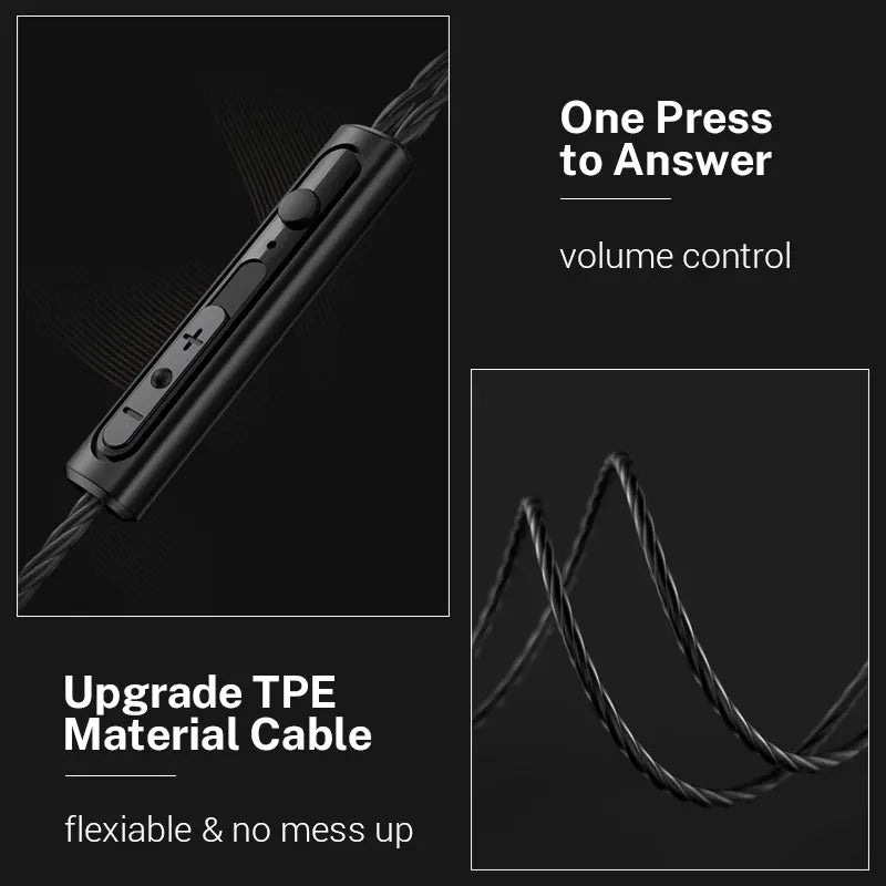 Wired Headphones with Microphone In Ear Monitor Earbuds Metal Bass HiFi Earphone Dual Drive Sport Noise Cancelling Headset