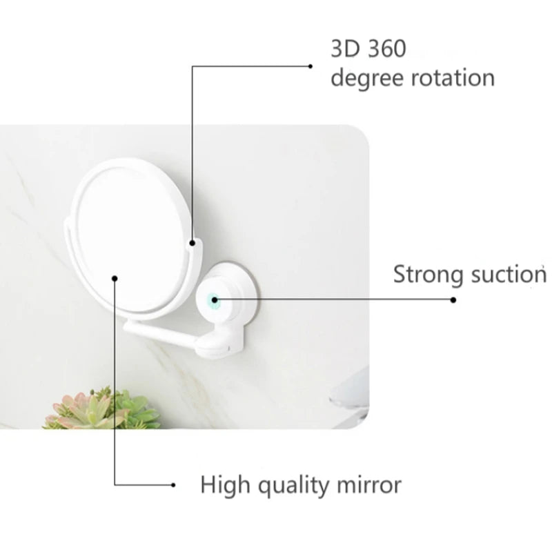 HD Plane Mirror Magnified Makeup Shaving Vanity Mirror Bathroom Wall Mounted 360 Degree Rotating Mirror  Mirror Wall  Mirrors