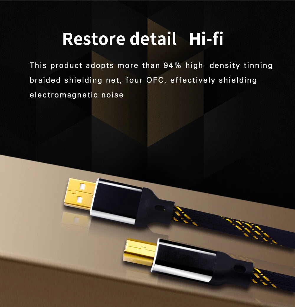 YYAUDIO Hifi USB Cable DAC A-B C-B C-C A-C Digital Audio High Quality OFC Silver Plating Type A to Type B Hifi Usb Typec Cable