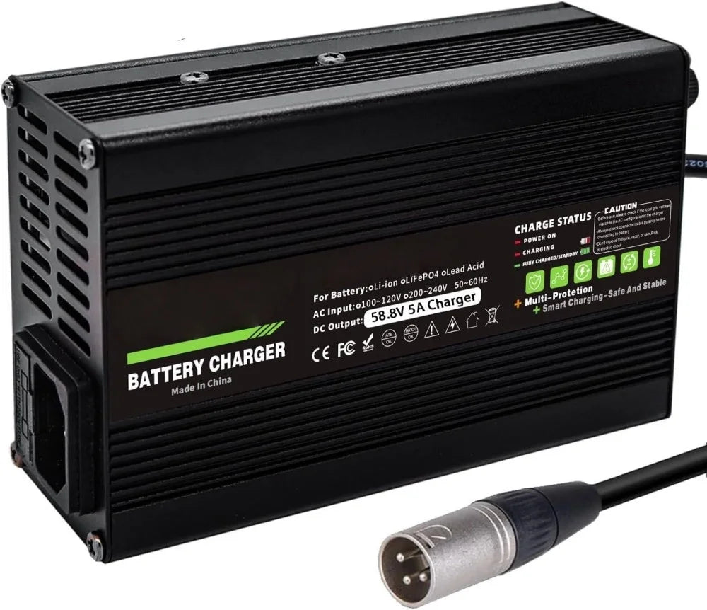 48V 5A Ebike Charger for Motorcycle Scooter 54.6V 58.8V Battery Charger Lead Acid LiFePo4 Lithium Battery Charger