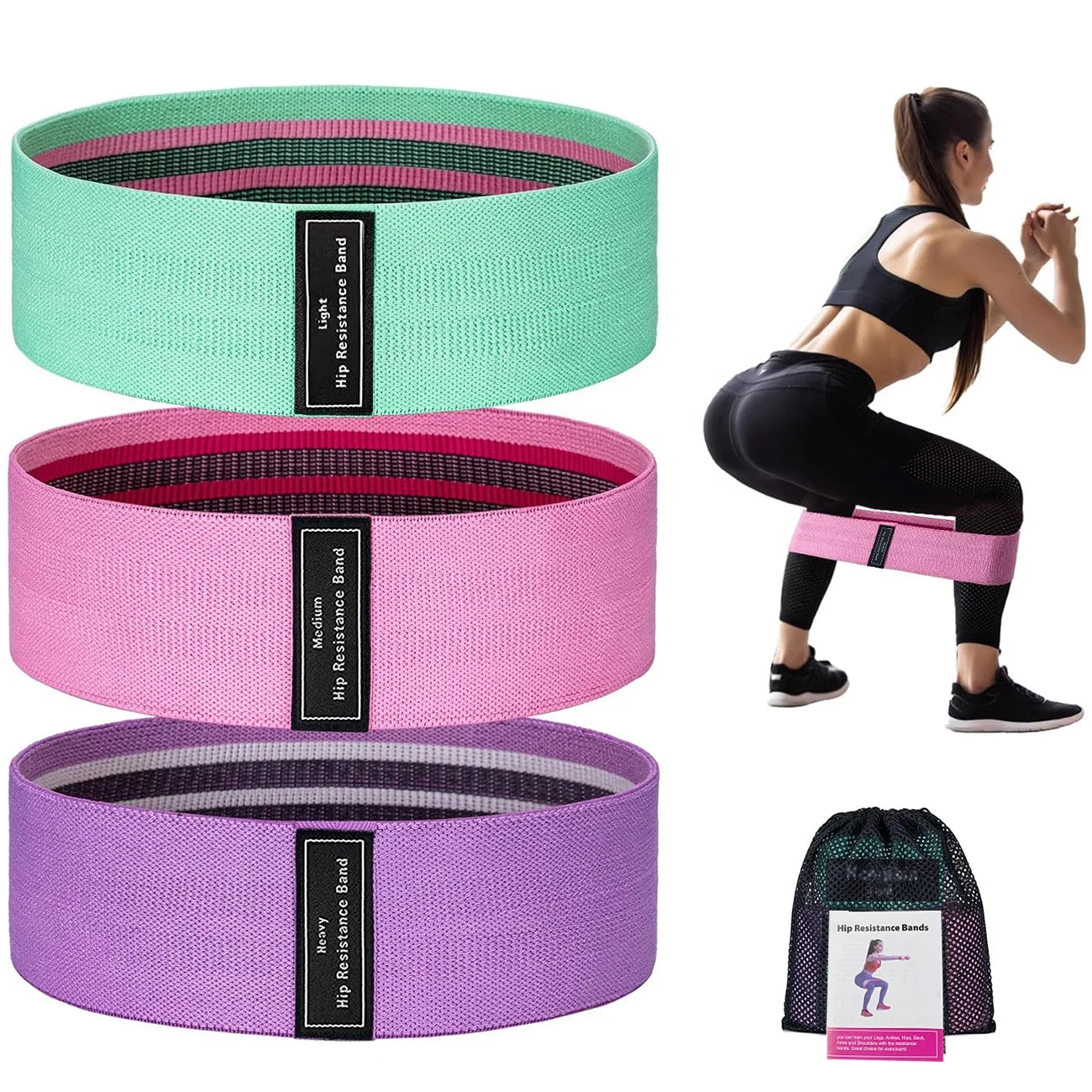 Custom Logo Elastic Yoga Fabric Resistance Bands Unisex Sport Exercise Hip Booty Bands Workout Home Fitness Bands for Home Gym