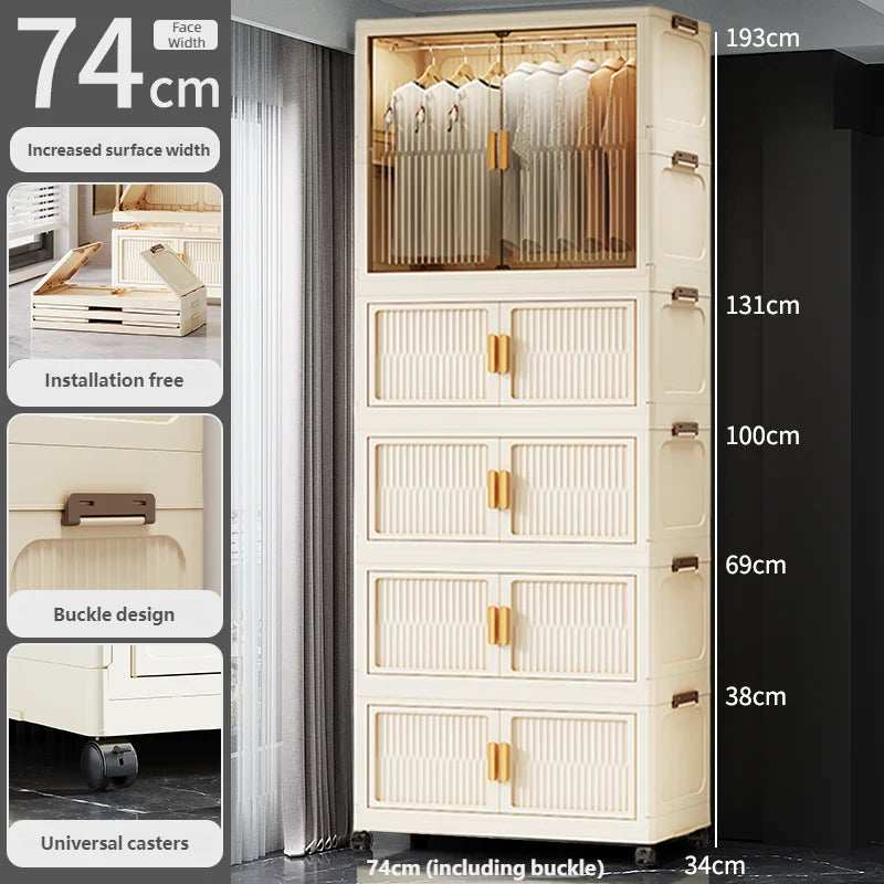 55-85CM Multifunctional Wardrobe Thickened And Movable Cabinet Suitable For Organizing In Children'S And Babies' Bedrooms