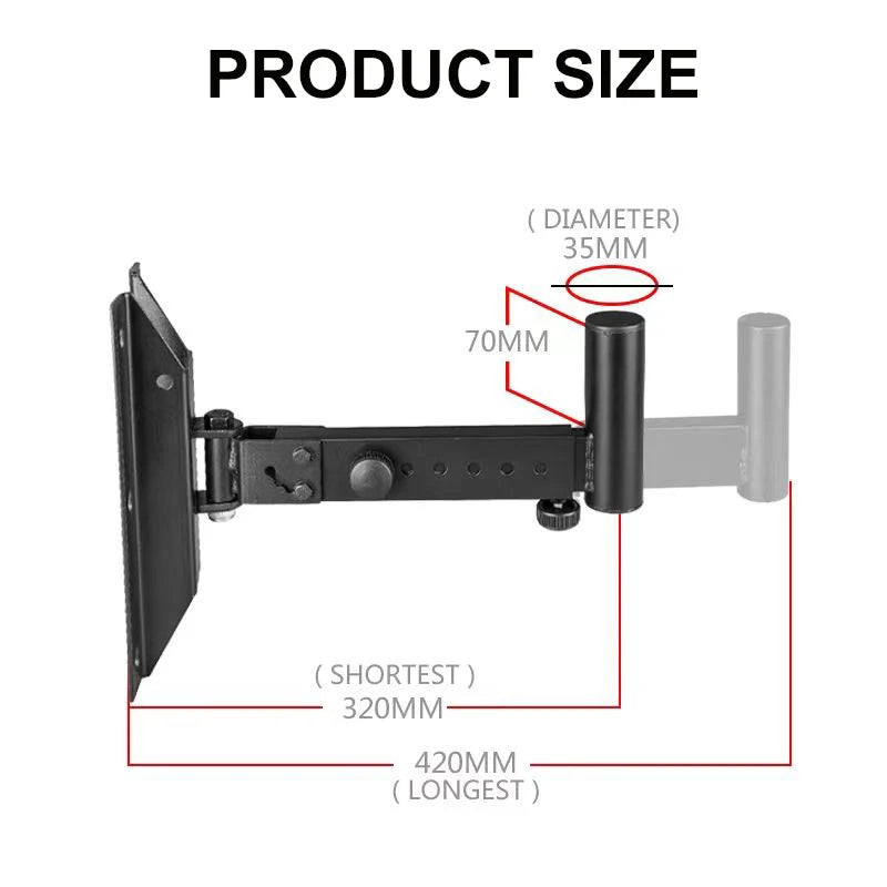 XTUGA LKT-370 Professional Tilting Rotating Surround Holder Speaker Bracket Wall Mount 45KG Capacity 0-20 Tilt/0-180 Swivel