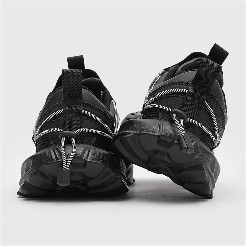Men Women Modern Chunky Sole Sneakers Adjustable Strap Shock Absorption Technology Supportive Ankle Collar for Gym Daily Wear
