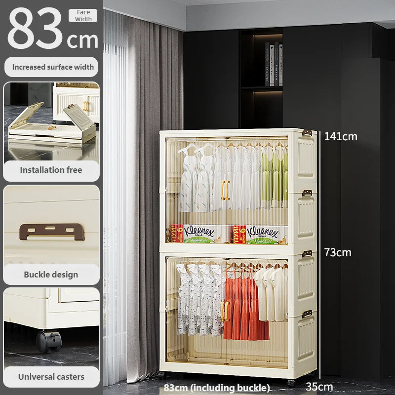 55-85CM Multifunctional Wardrobe Thickened And Movable Cabinet Suitable For Organizing In Children'S And Babies' Bedrooms