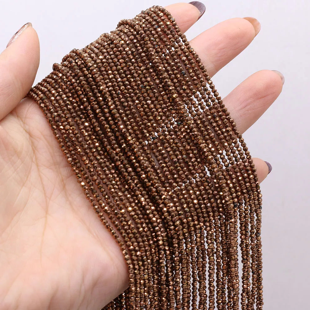 Natural Semi-Precious Stone Crystal Quartz Loose Beads Plating Color 2mm for Jewelry Making DIY Bracelet Necklace Lenght 38cm