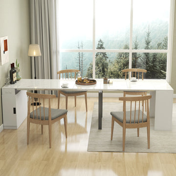 Modern Multifunctional Extendable Dining Table With Outlet Space Saving Expanding Table with Storage Party+Weddings+Meetings