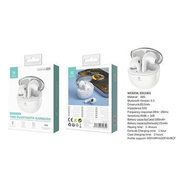 TWS Bluetooth V5.3 Wireless Earphones ABS 180mAh/25mAh White - Audio Accessories