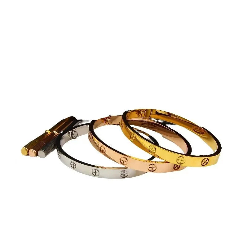 Gold Plated Screwdriver Mens and Womens Gold Bracelet Waterproof Nail Bracelet Stainless Steel 18K Cross Bracelet