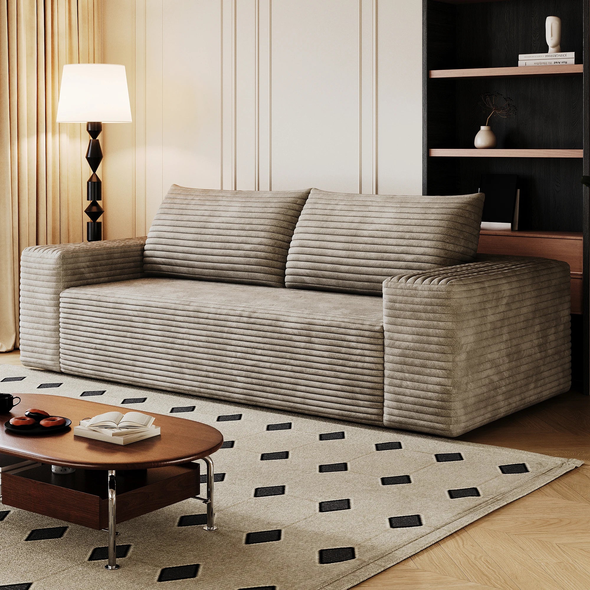 Space Saving Convertible Fabric Modular Sectional Sofa Set with Reversible Chaise Lounge for Apartment and Hotel Living Rooms
