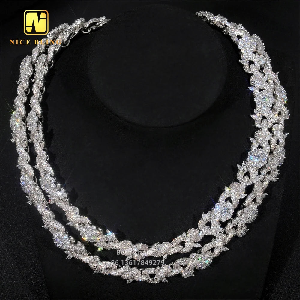 Custom Cuban Chains Fashion Hip Hop Jewelry 15mm Brass CZ Diamond Link Necklace Men Unique Design Cubic Zirconia Necklaces