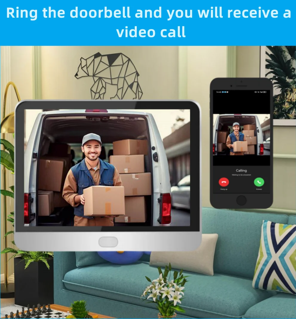 Tuya Smart Low Power Home 3MP Smart Video Doorbell Two Way Audio Ring Bell 2.4G WIFI Wireless Door Peepholes Eye With Camera