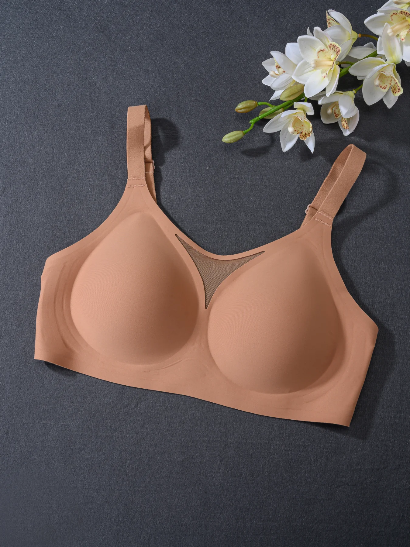 Nude Tone 4XL Wireless Bra - Seamless Jelly Support Minimizer for Full Bust Side Smoothing No-Dig Bralette with Skin Tone