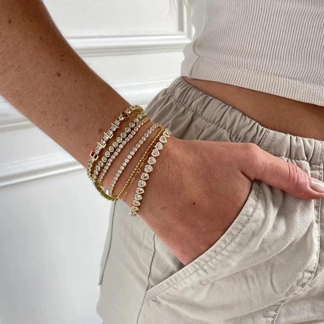 Lateefah Trendy Personalized OEM Gold Stainless Steel Letter Custom Name Zircon Tennis Bracelet