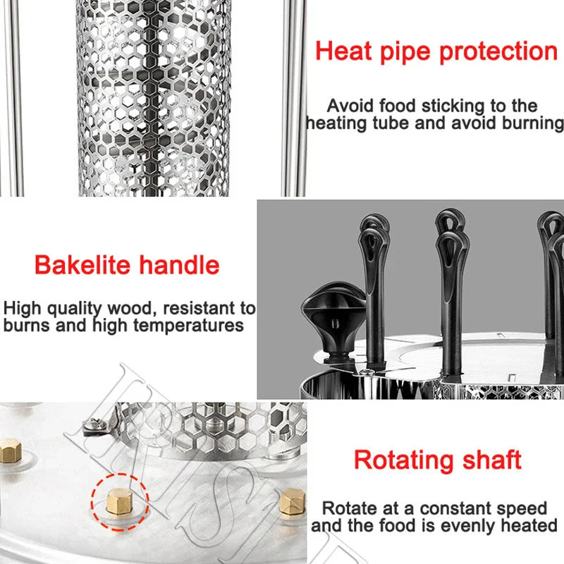 Electric Grill Oven Barbecue Machine Skewer Kebab BBQ Smokeless Indoor Outdoor Automatic Rotating Heating Stove With Timer