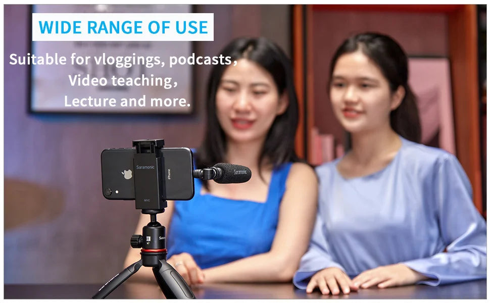 Saramonic SmartMic5 Mini Condenser Plug and Play Microphone for iPhone Android PC Computer DSLR Cameras Streaming YouTube Vlog