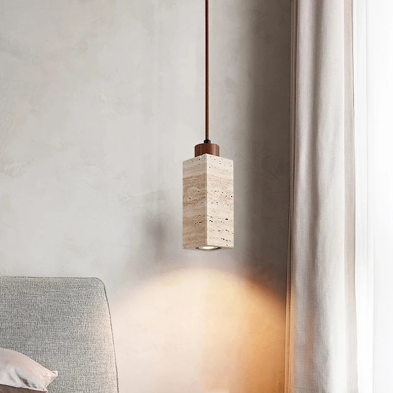 Modern Wabi Sabi 3-Head LED Pendant Light Natural Yellow Stone E27 Adjustable Height Decorative Chandelier for Home Room Square
