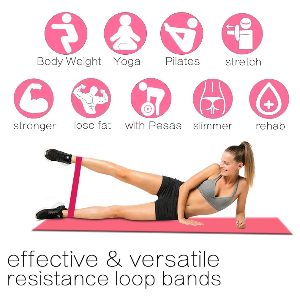Latex Elastic Loop Exercise Hip Bands Stretch Yoga and Physical Therapy Resistance Workout Gym Fitness Bands for Body Building