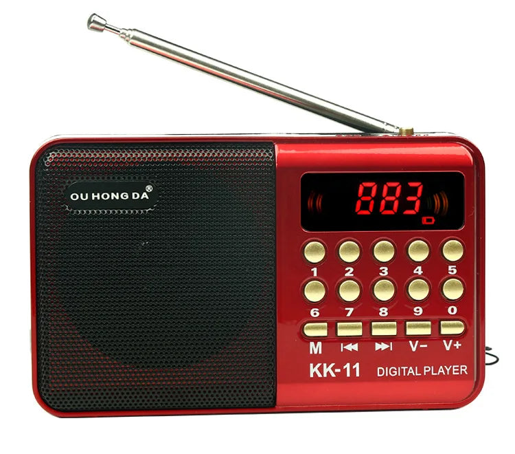 Rechargeable Mini Portable Radio Handheld Digital FM USB TF MP3 Player Outdoor Speaker