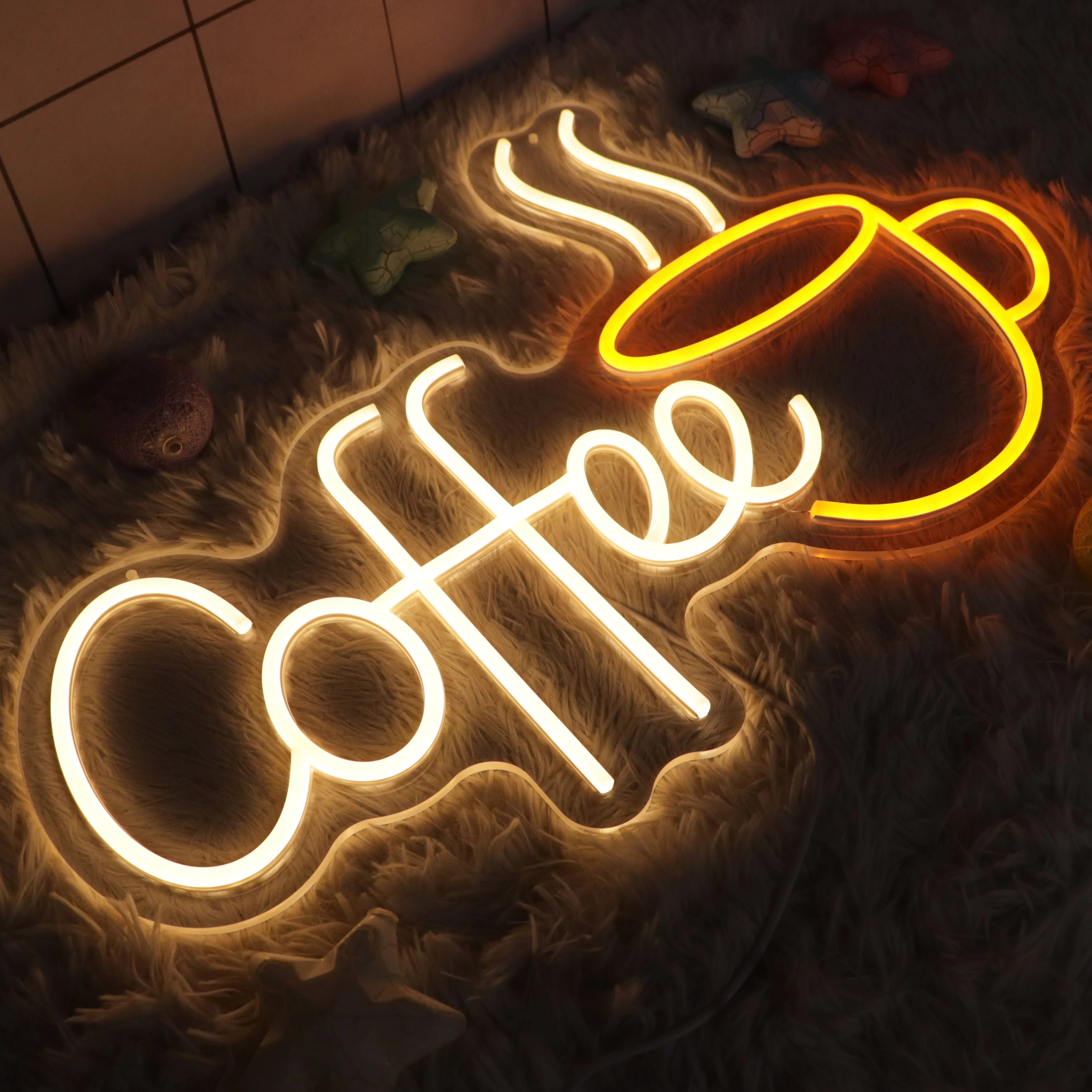 Coffee Shop Neon Sign Store Business logo Design Led Light up Sign Wall Shop Decoration Neon Sign Light for Wall Decor