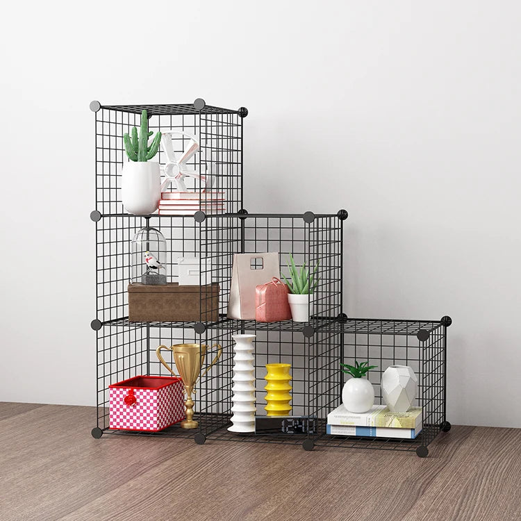 Bookshelf Closet Cabinet Metal Cube Shelves Storage Cube Grids Wire Organizers