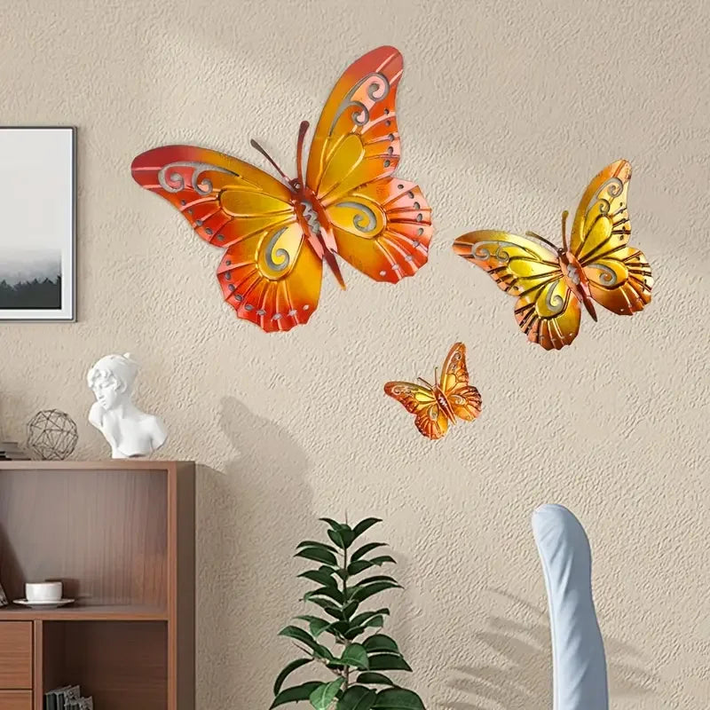 Metal Butterfly Wall Accents, Butterfly Wall Decor Sculpture Hang Outdoor Garden for Home, Bedroom, Living Room