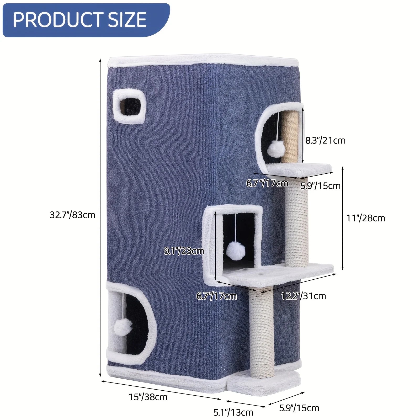 Three-story Modern cat House   Durable  and  Scratch-resistant cat Bed with Scratching Posts   Indoor Semi-enclosed cat Bed