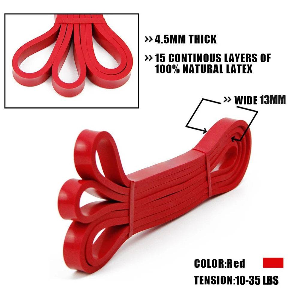 Natural Latex Strength Loop Resistance Gym Fitness Bands Red Elastic Home Workout Equipment Training Yoga Exercise Power Band
