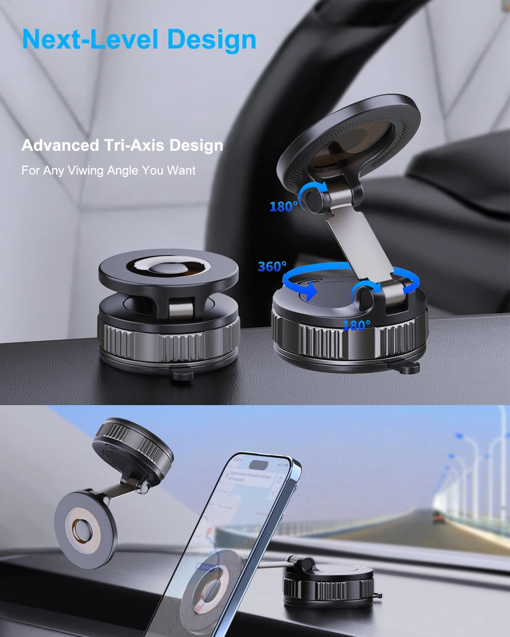 Upgraded 360° Adjustable Nano Gel Vacuum Super Suction Magnetic Phone Holder for Car iPhone 17 Pro Max Air Magsafe 16 15 14
