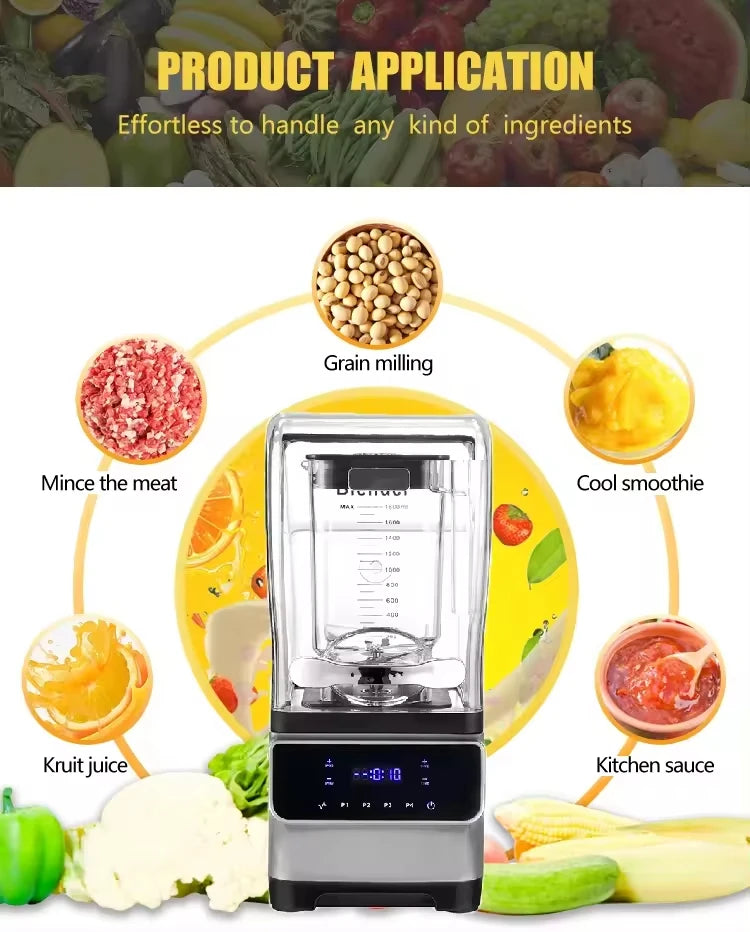 1.8LCommercial ANS-2280C EN 220V Silence Commercial Sound Proof Blender Digital Strong Blender Professionnel Blender